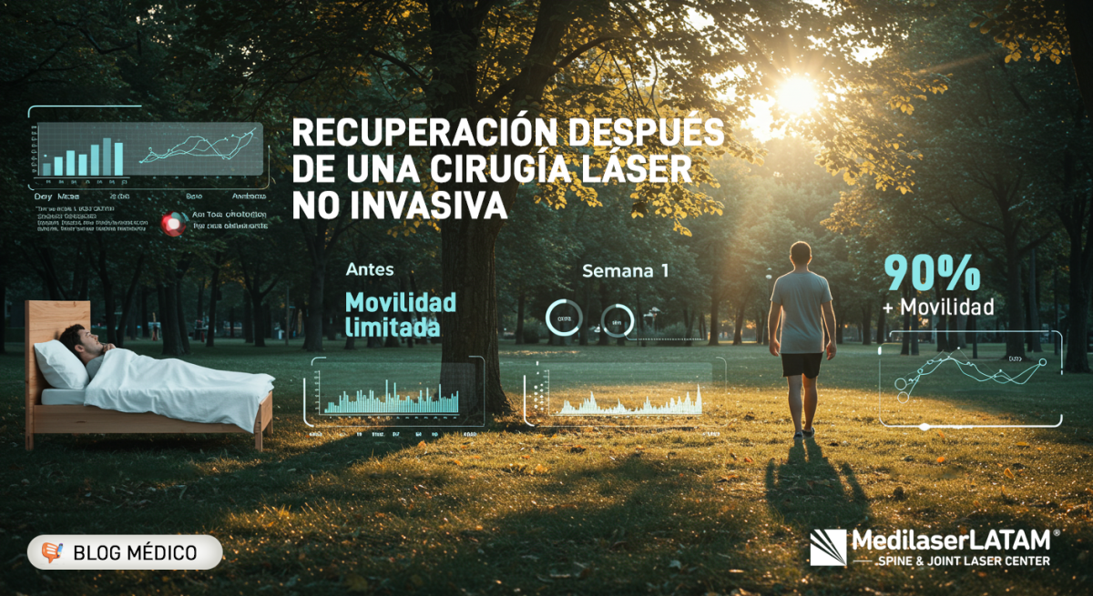Recuperación tras cirugía láser no invasiva: fases, cuidados y cómo acelerar resultados. 90% recupera movilidad en 4-6 semanas. ¡Infórmate!